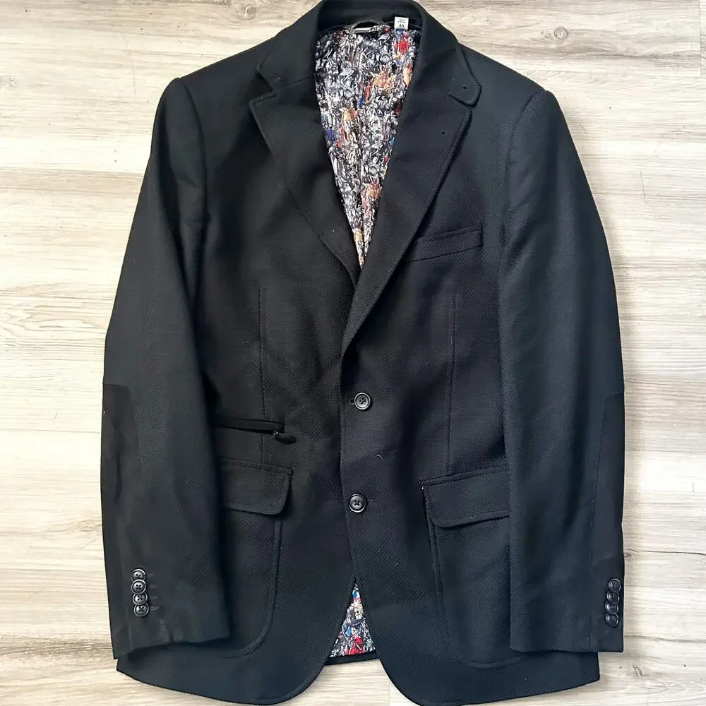 Robert Graham Jetset Wool Cashmere Blend Single-Breasted Blazer Men’s Sz 40 EUC